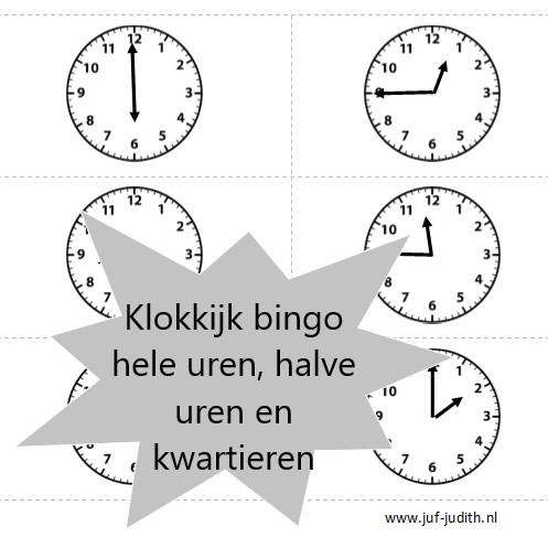 Rot Ontdek sterk Klokkijk bingo - hele uren, halve uren en kwartieren - Juf-Judith.nl